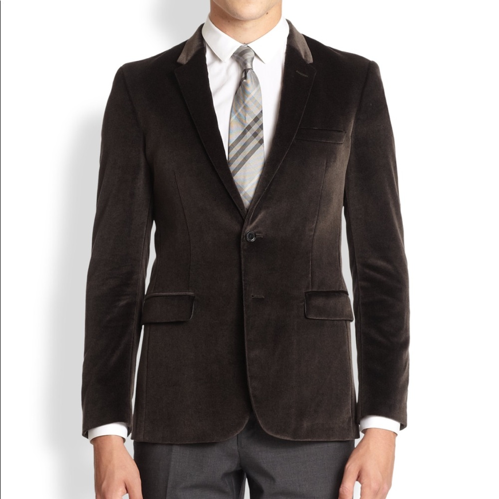 Authentic Burberry London velvet dark brown blazer